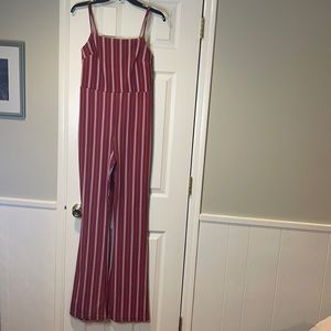 Urban Outfitters - Maroon Black Striped Jumpsuit